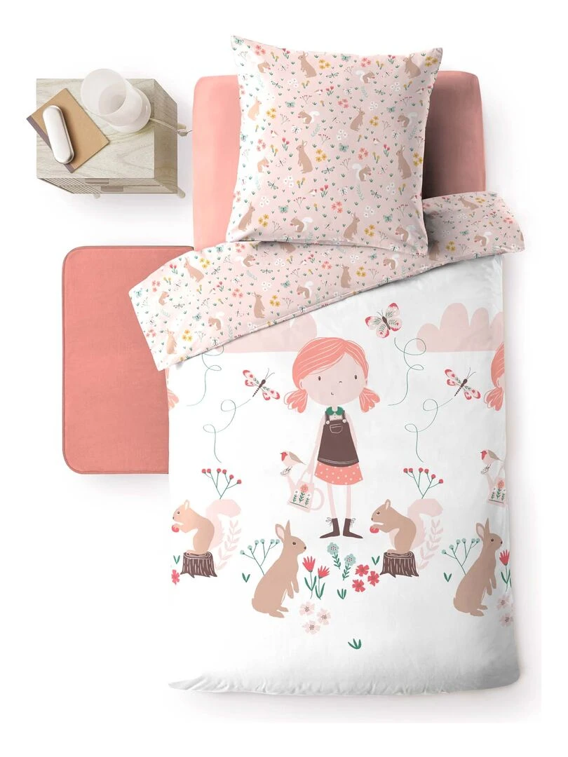 Parure Housse de couette Alice en foret 140x200cm Blanc