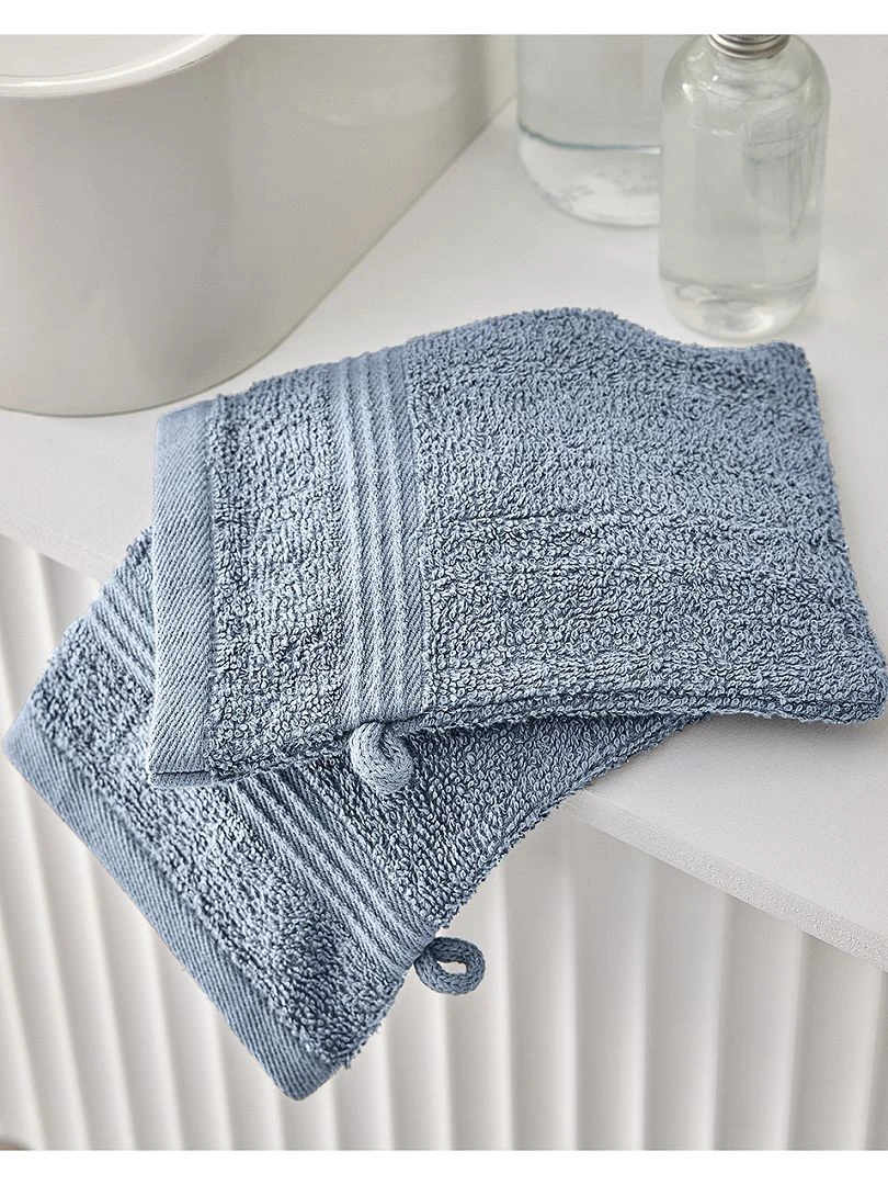 Lot de 2 gants de toilette bleu