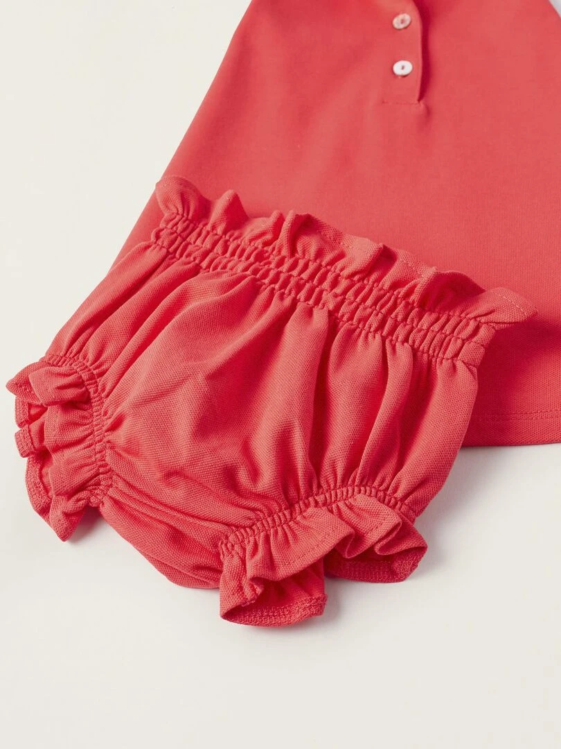 Robe + Bloomer en Piqué pour Nouveau Né   Rouge