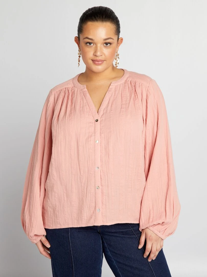 Chemisier en double gaze de coton   Rose