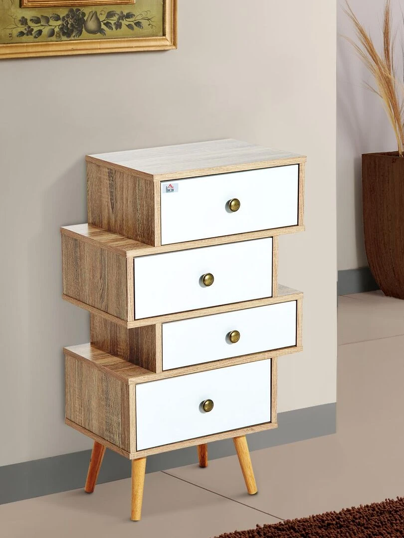 Chiffonnier style scandinave 4 tiroirs Blanc