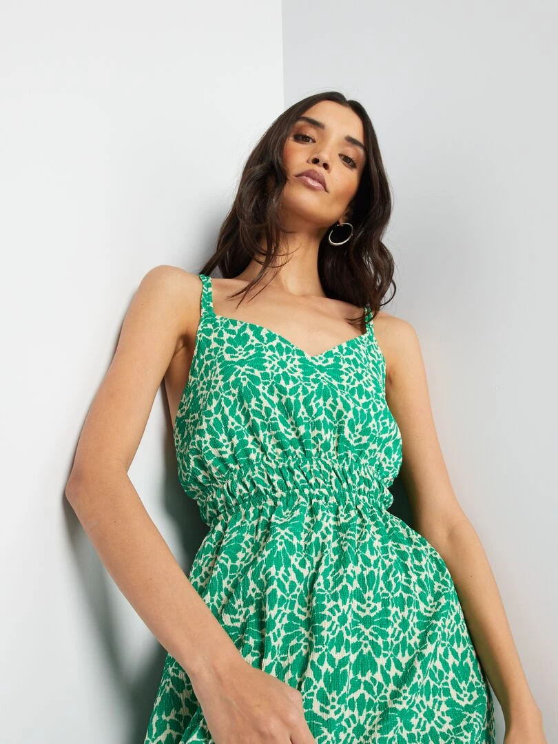 Robe longue en maille crêpe Vert