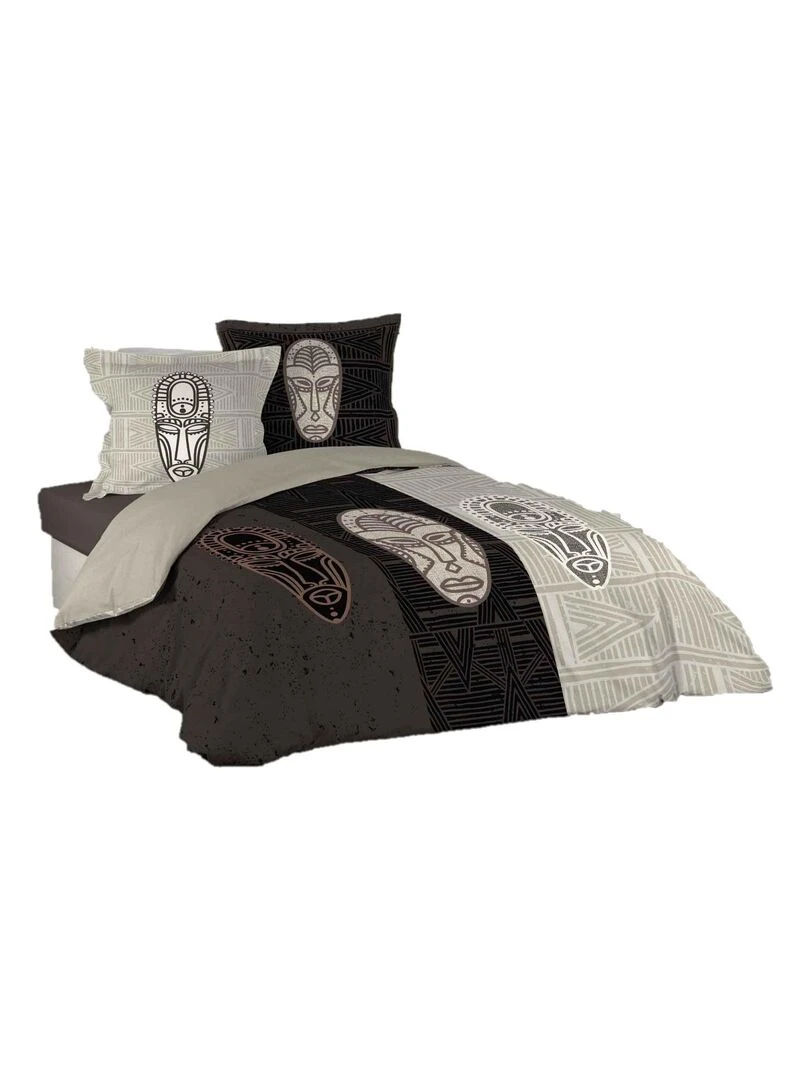 Parure Housse de couette Collection Masques Kigali Marron