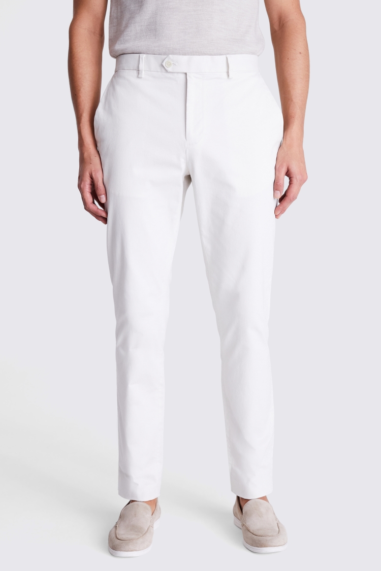 Tailored Fit Off White Stretch Chinos    Buy Online at Moss
