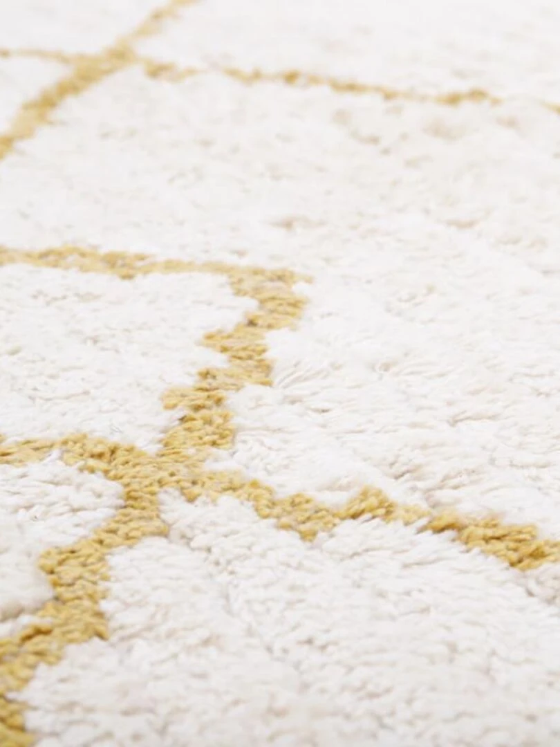 Tapis lavable rond Côme écru et mangue (120 cm)   Jaune