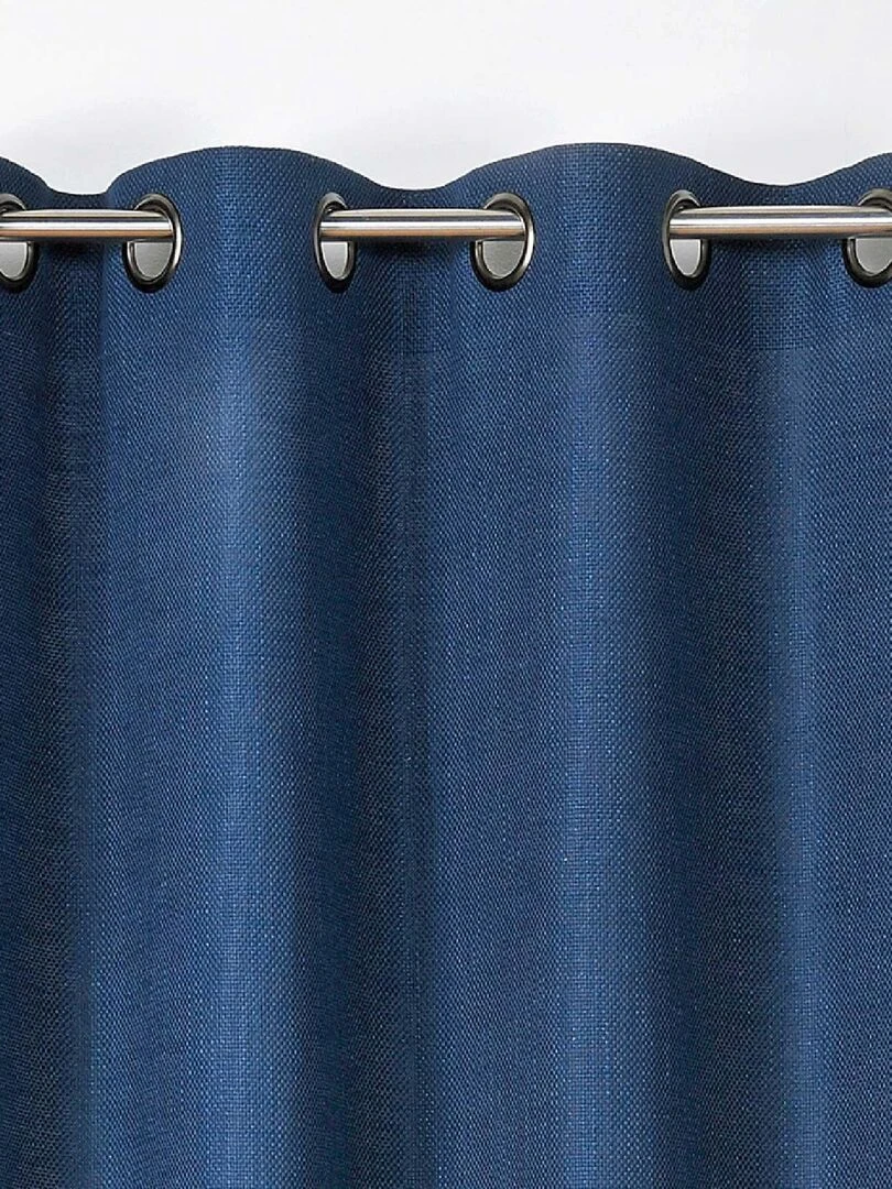 Rideau uni et naturel en poly/lin Bleu foncé