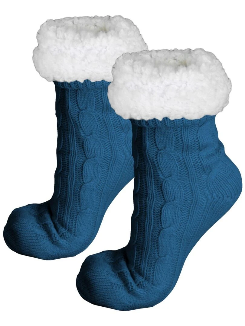 Paire de chaussettes chaussons polaires mixtes Taille 35 39 Vivezen Bleu pétrole
