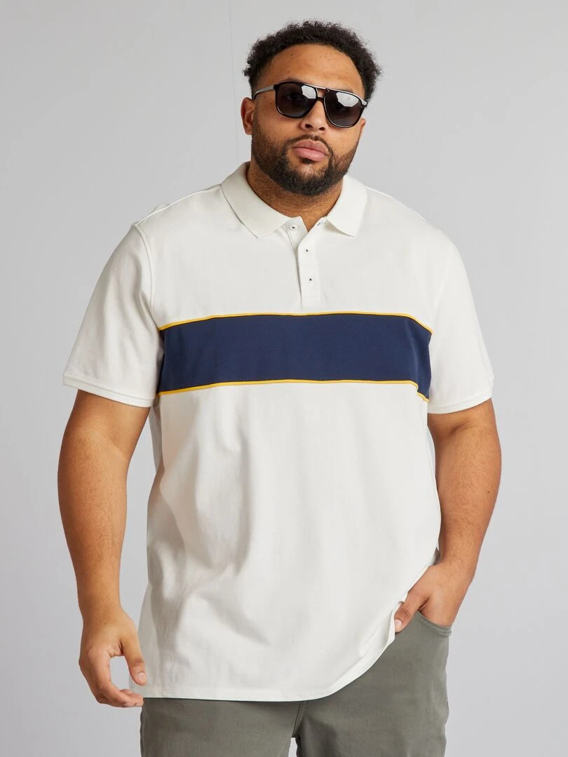 Polo en coton effet rugby   blanc