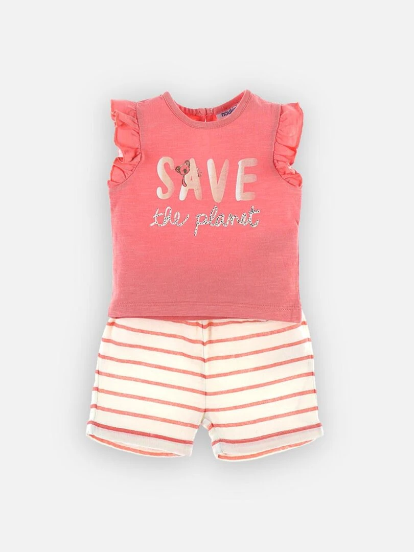 Set t shirt + short en coton BIO Noukie's Rose
