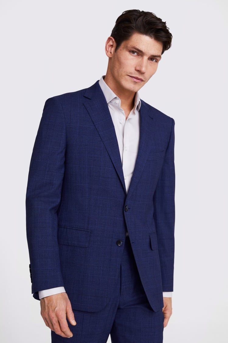 Italian Tailored Fit Blue Check Jacket Buy Online at Moss
