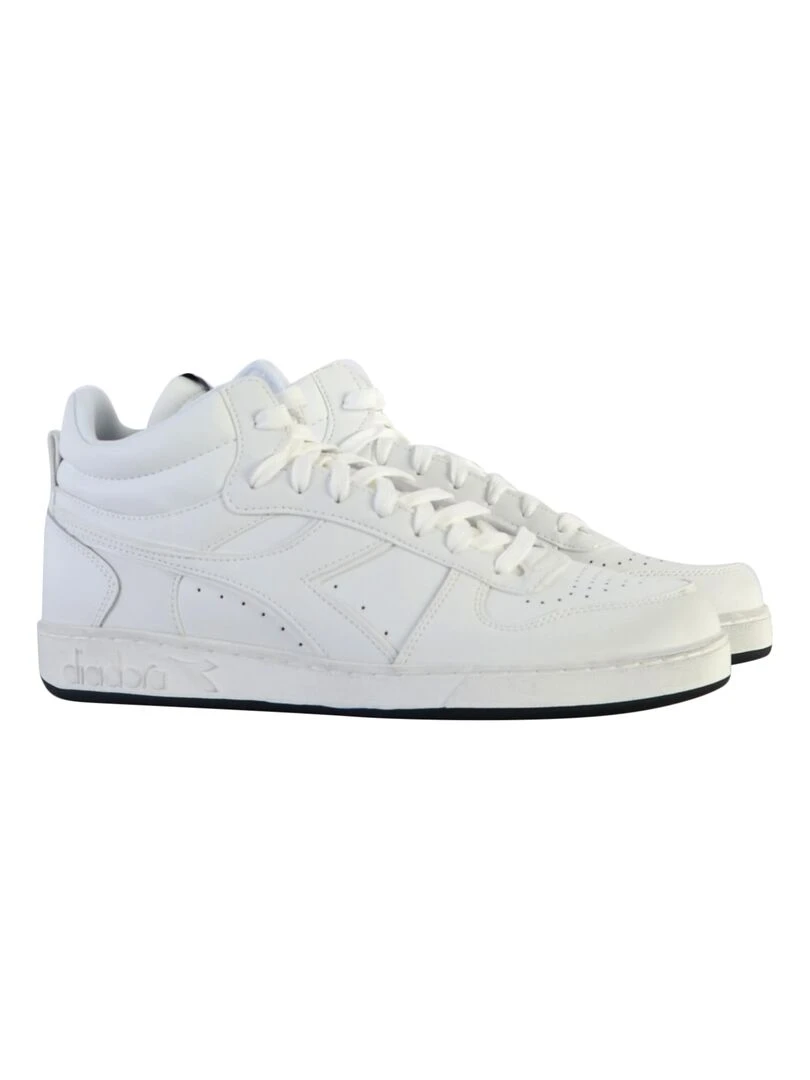 Basket Montante Cuir Diadora Magic Demi Icona   Blanc
