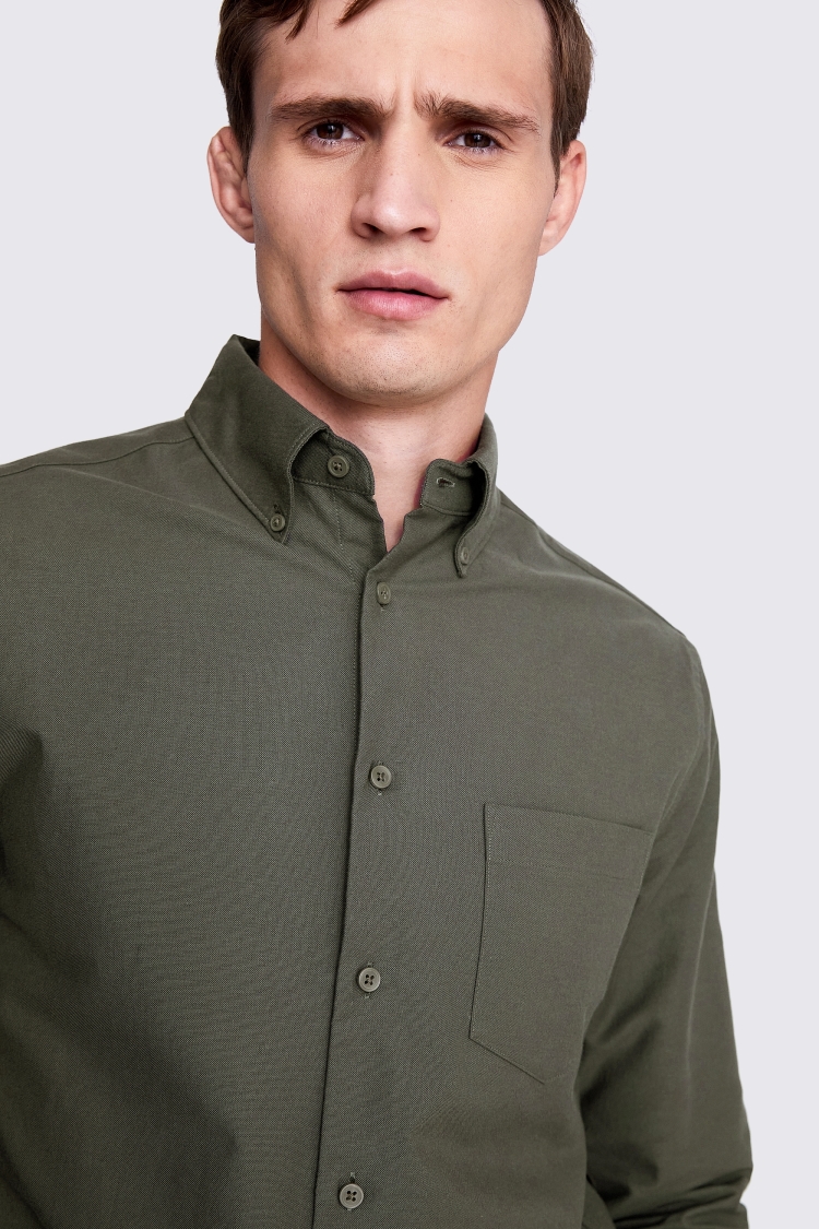 Dark Taupe Washed Oxford Shirt    Buy Online at Moss