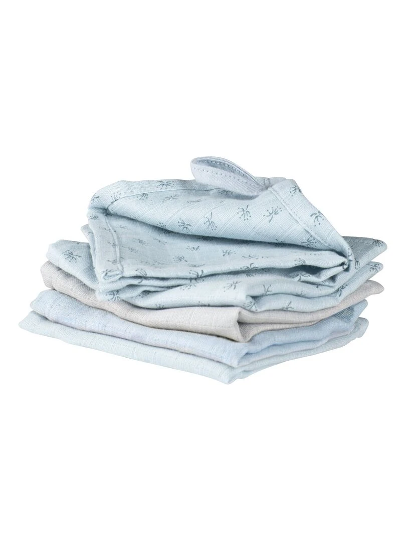 Lot de 5 Gants de Toilette "Lil Planet" Coton Bio Oekotex 'ROBA' Gris Bleu ciel
