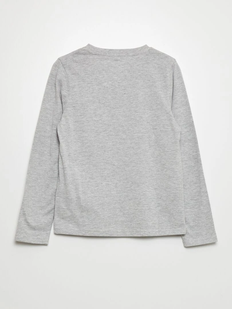 T shirt manches longues avec animation   Gris
