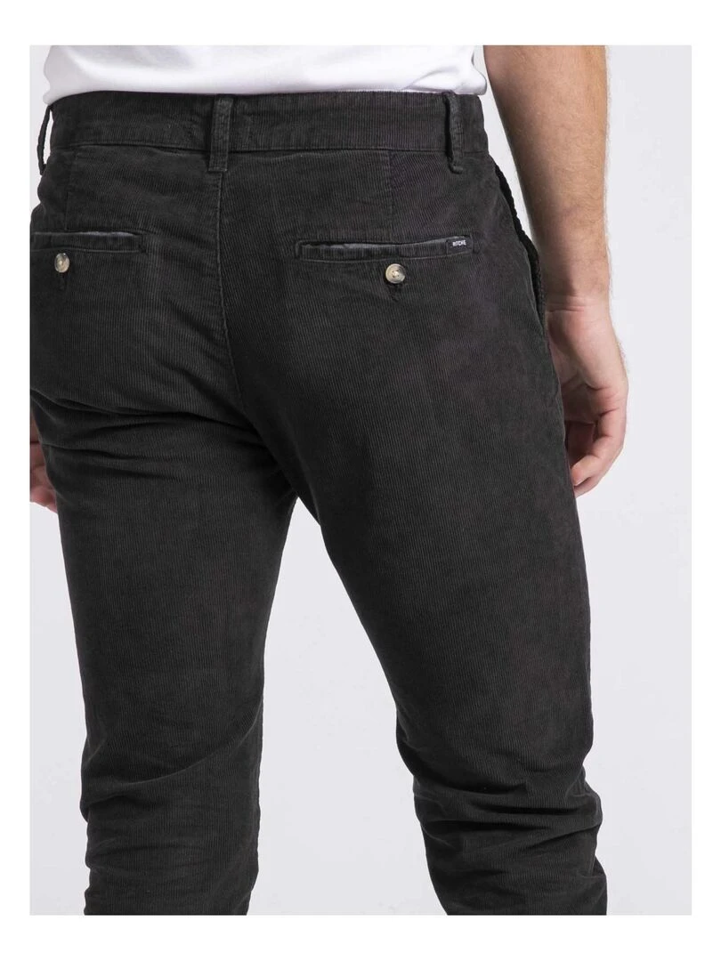 Pantalon chino pur coton velours côtelé VARENNES   Noir