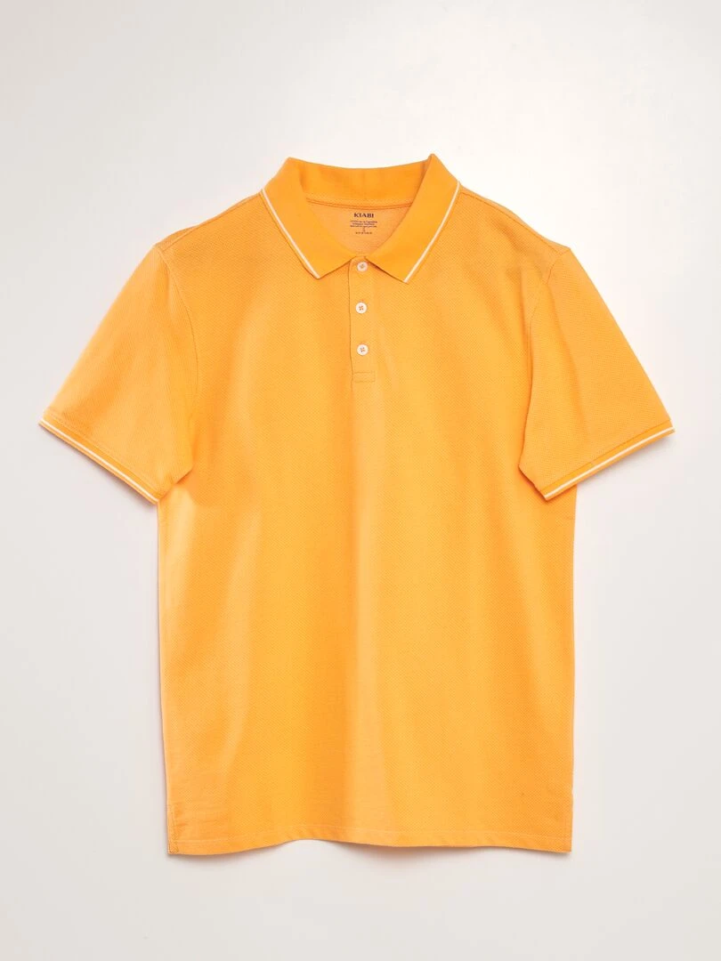 Polo en piqué de coton effet moucheté Orange