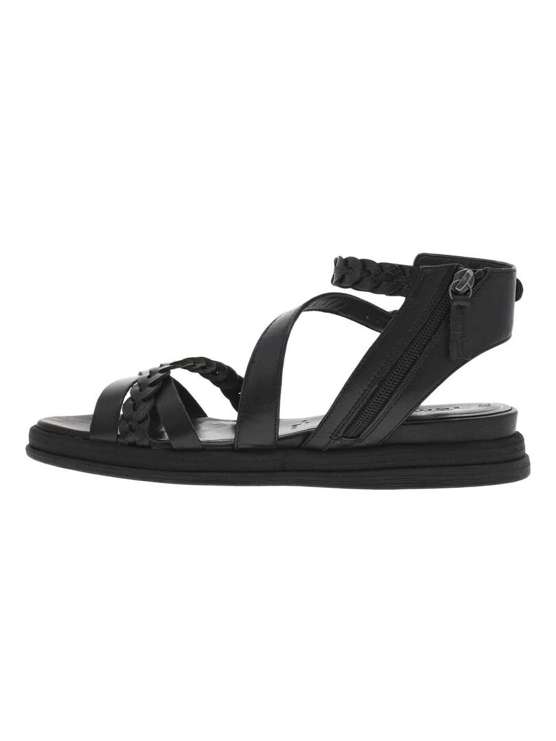 TAMARIS Nu pieds cuir talon semi compensée Noir