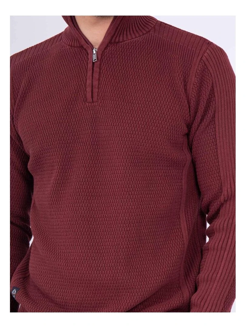 Pull col montant zippé pur coton LOTANOL   Bordeaux