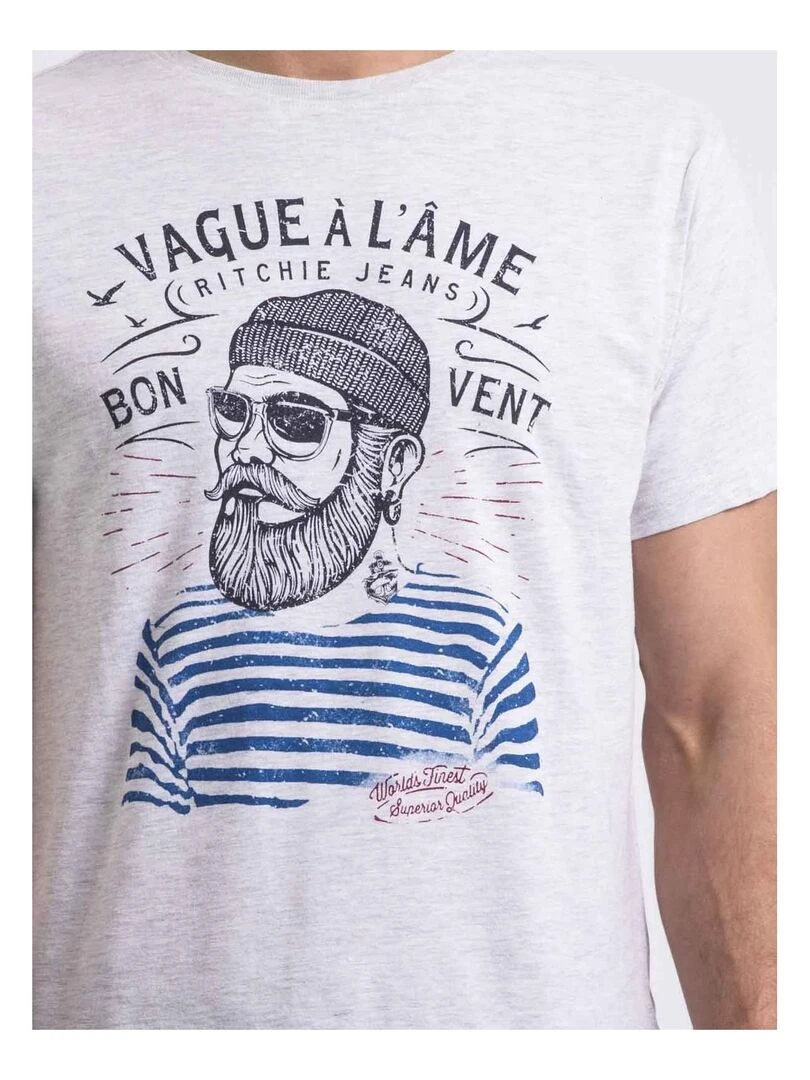 T shirt col rond pur coton NAPLE   Gris