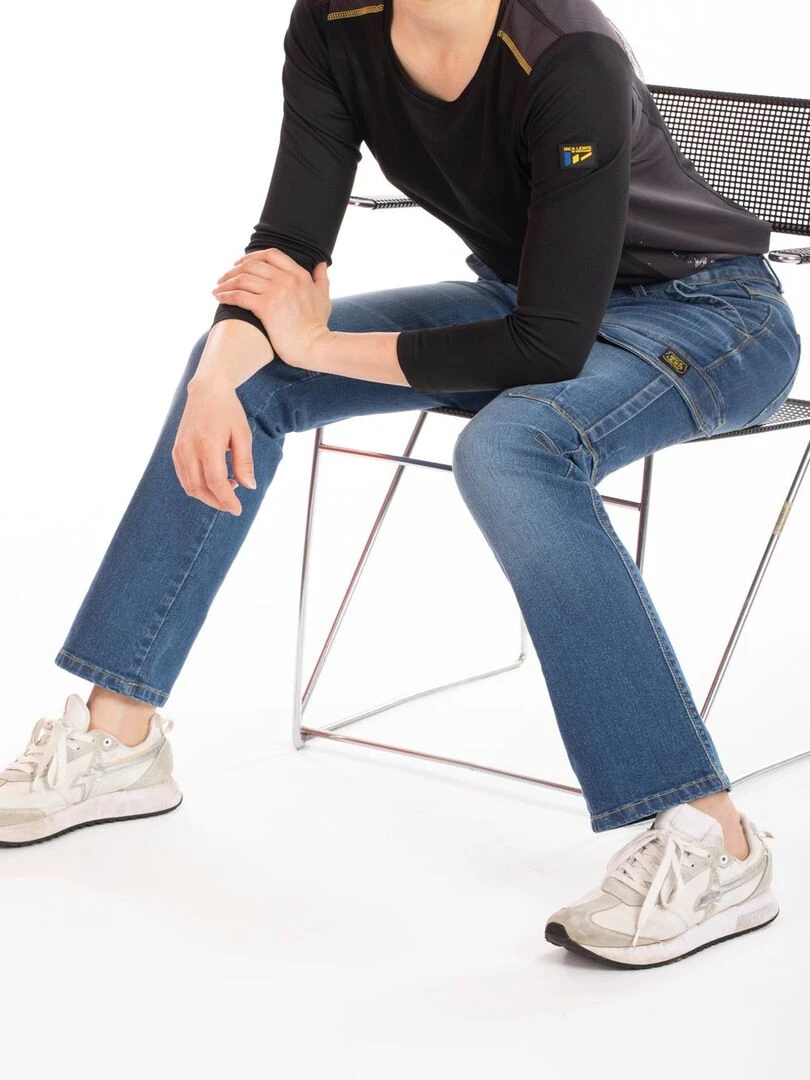 Jeans de travail multi poches stretch brossé BETTY 'Rica Lewis' Bleu
