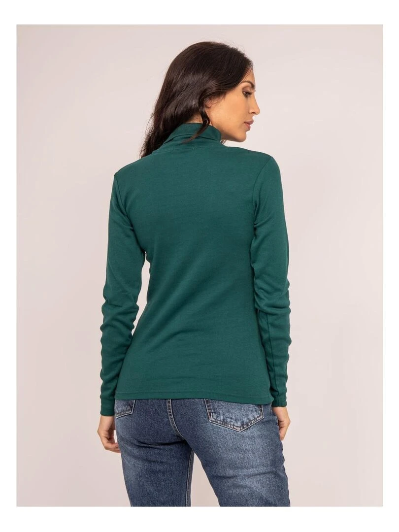 Sous pull col roulé pur coton organique FUSEE Vert