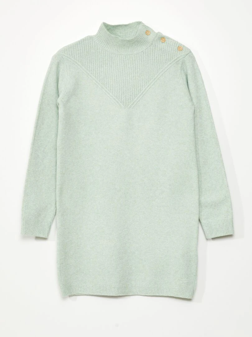 Robe pull en maille col montant Vert