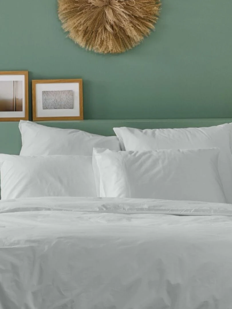Bleu Câlin Taie d'oreiller unie Percale de coton 80 fils/cm² Gris clair
