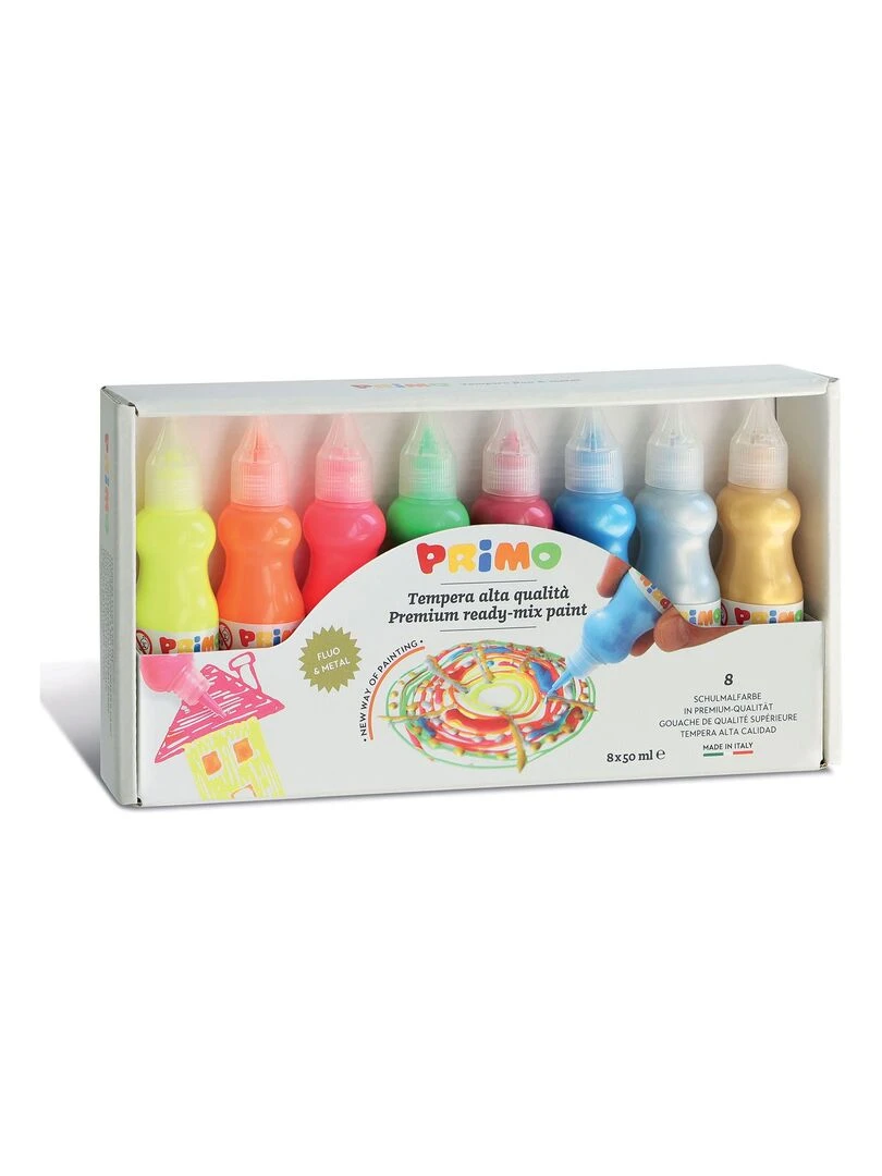 8 bouteilles de gouache métallique/fluo 50 ml N/A