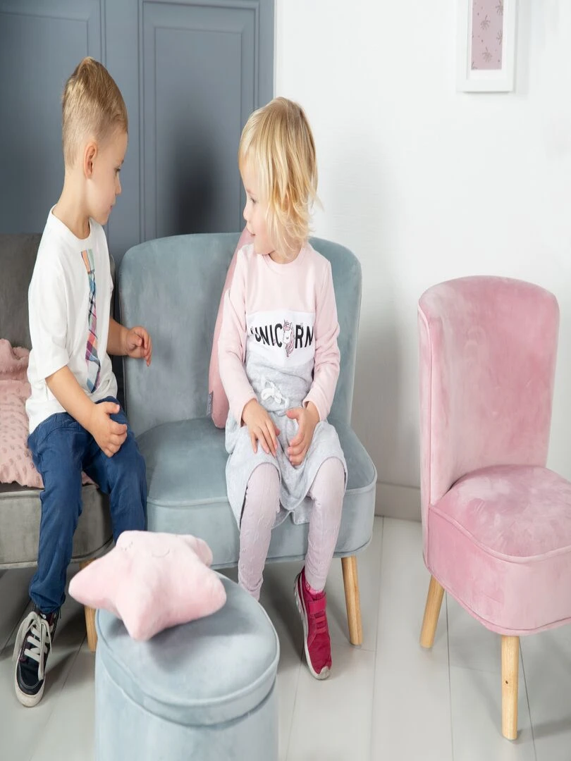 ROBA Canapé en Velours "Lil Sofa" Scandinave   2 Places   Fauteuil Rétro pour Garçons   Bleu Clair   Bleu clair