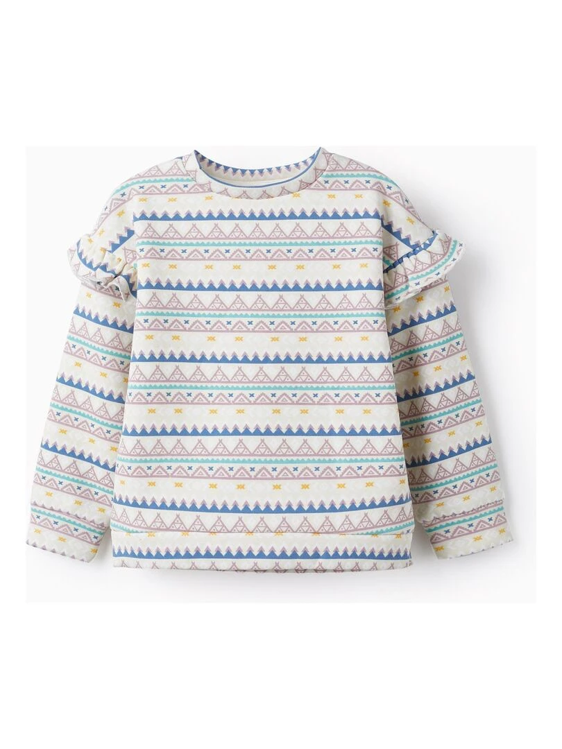 Sweat thermique avec motif ethnique pour fille NORTHERN CALLING Blanc