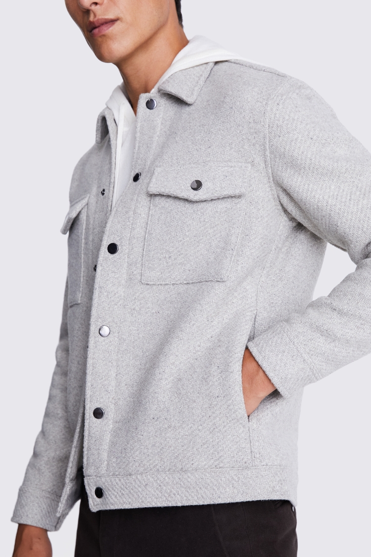 Light Grey Structured Shacket    Buy Online at Moss