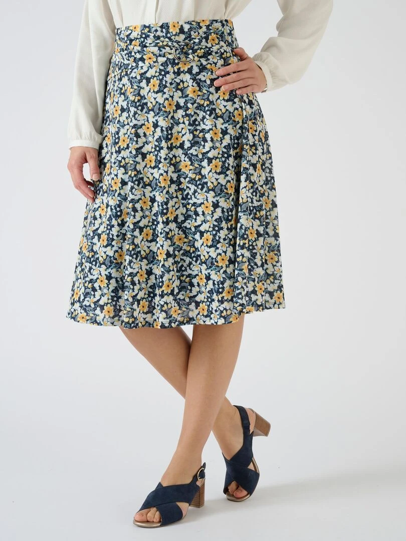 Jupe ceinture à boucle Damart Bleu marine