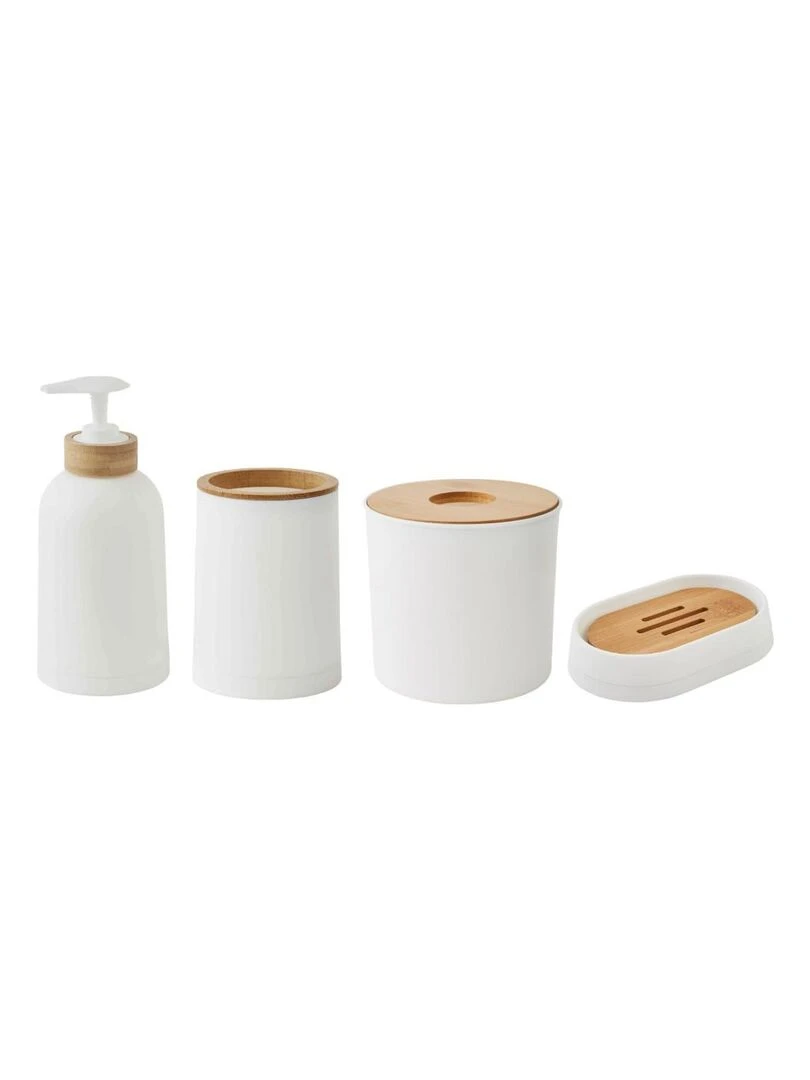 Guy Levasseur   Set de salle de bain  en plastique et bambou   Blanc