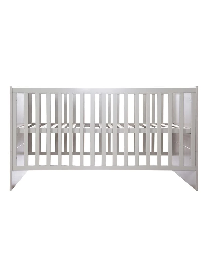 ROBA Lit Bébé Évolutif Lea en Bois   Convertible En Lit Junior   Hauteur Réglable   Gris Clair   Gris