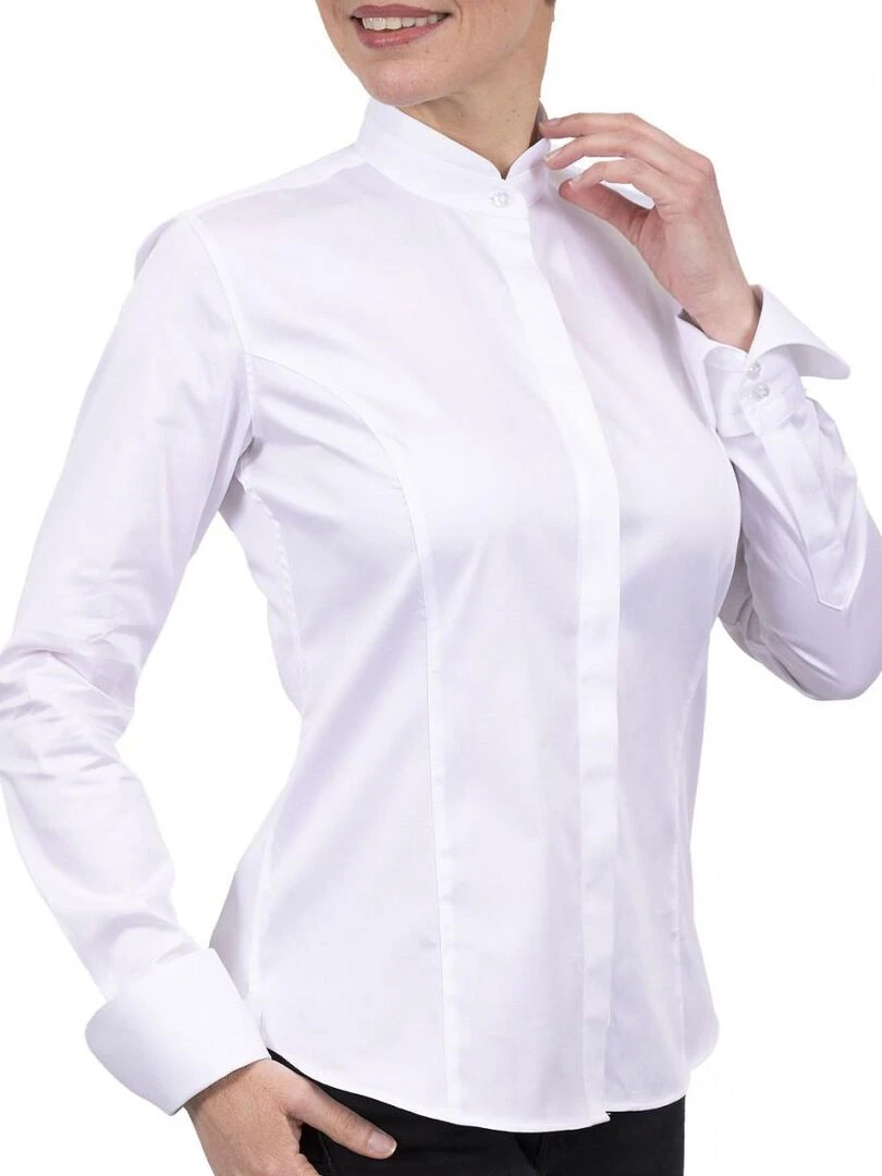 Chemise femme col mao CELIA Blanc