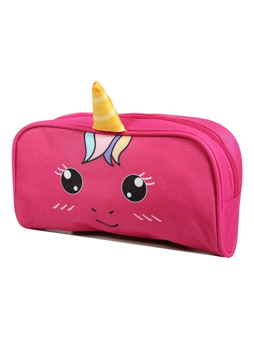 BAGTROTTER Trousse scolaire rectangulaire Kids Rose Licorne Rose
