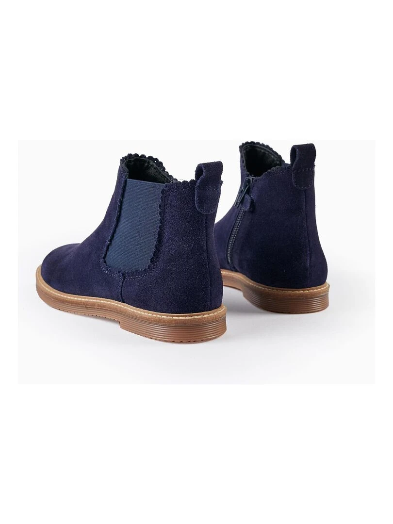 Bottes Chelsea en daim pour fille   ROYALS OFF DUTY   Bleu foncé