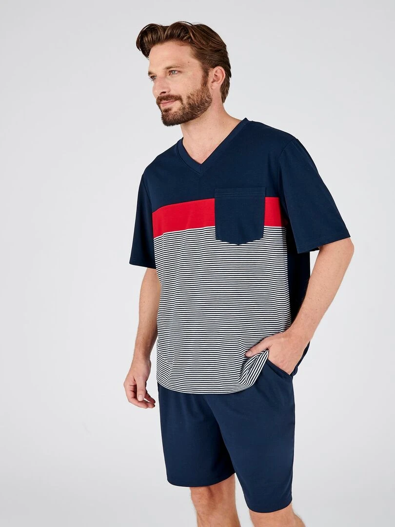 Pyjashort en maille jersey Climatyl   Damart   Bleu marine