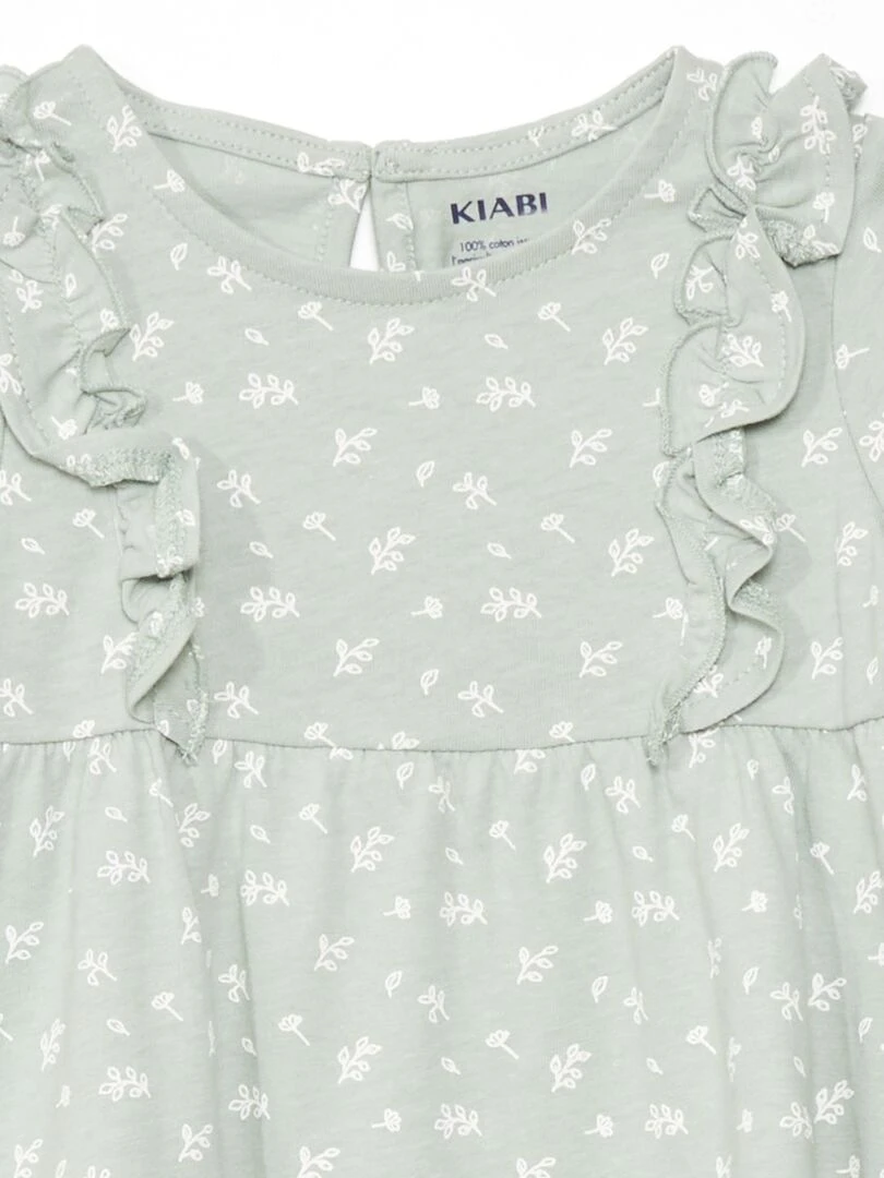 Robe évasée motif fleuri   Vert fleurs