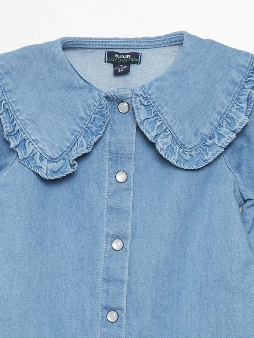 Chemise en denim col volanté Bleu
