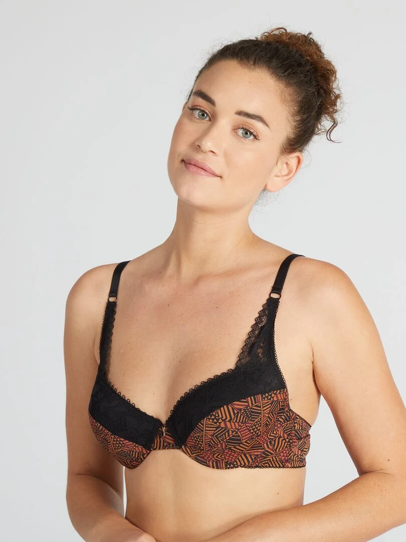 Soutien gorge paddé avec imprimé 'Envie de Lingerie'   Marron