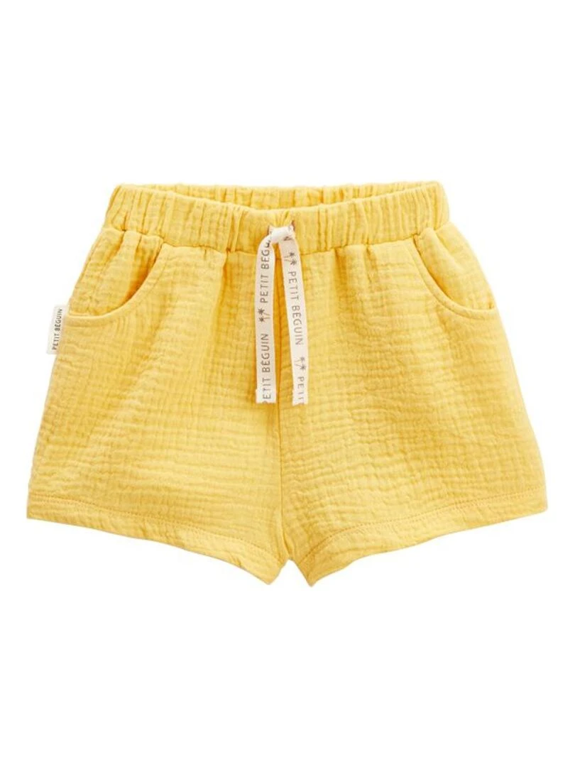 Short bébé en gaze de coton Petit Envahisseur Jaune