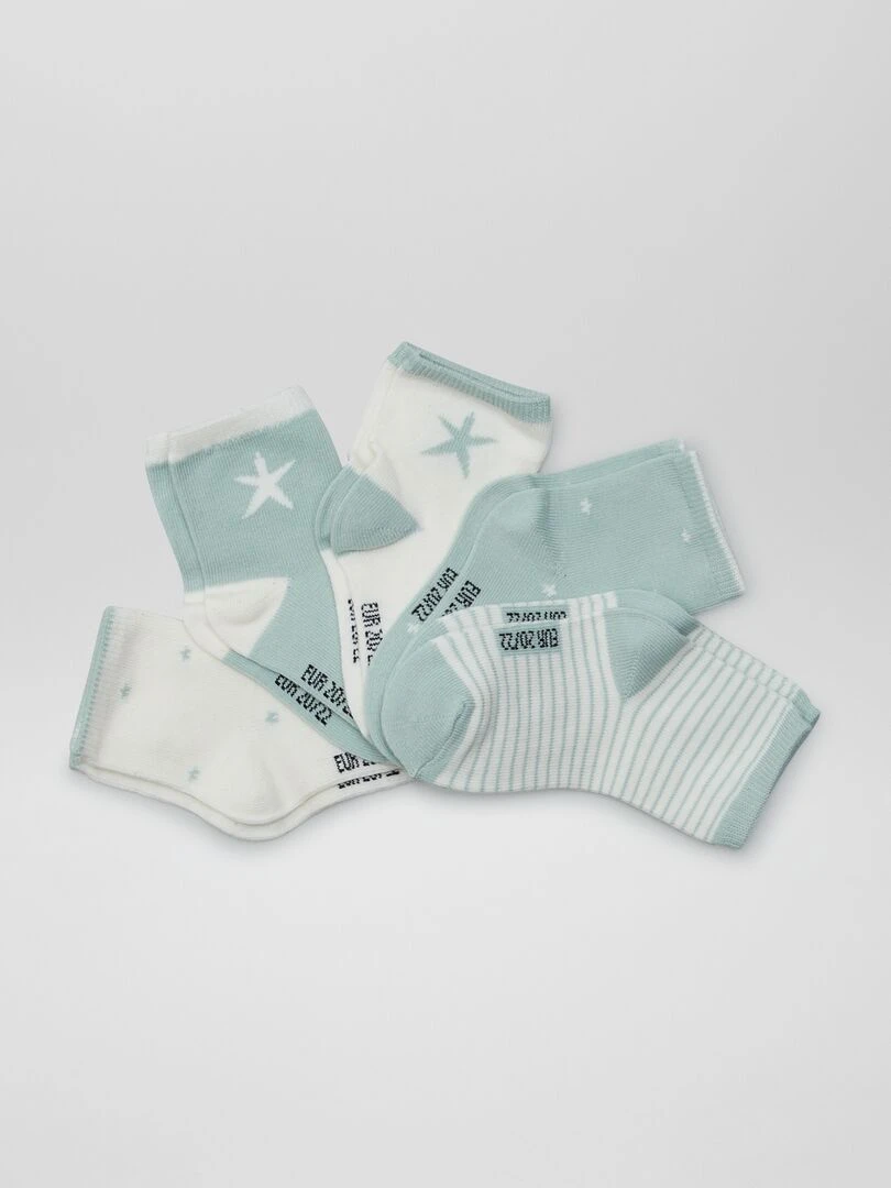 Lot de 5 paires de chaussettes Vert/blanc