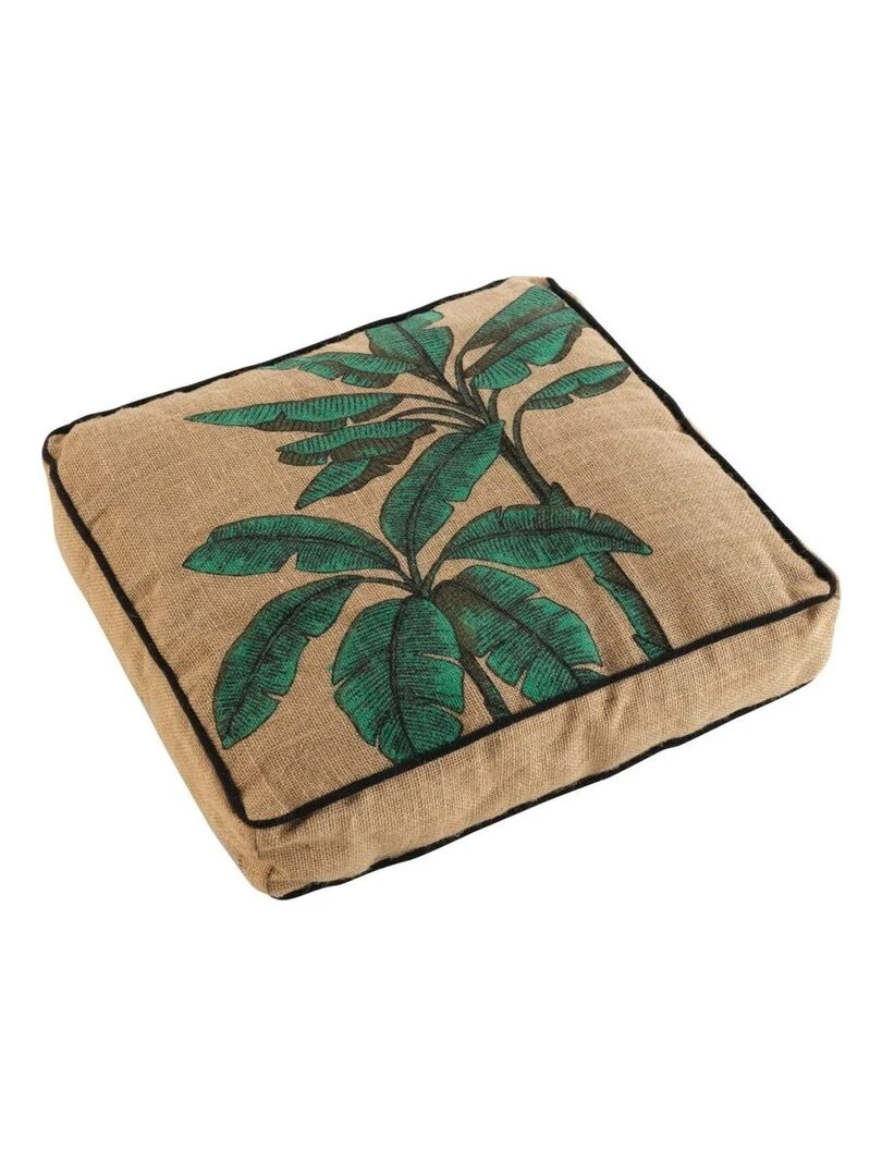 Coussin de sol 40x40 cm jute imprimé Balinesia Beige