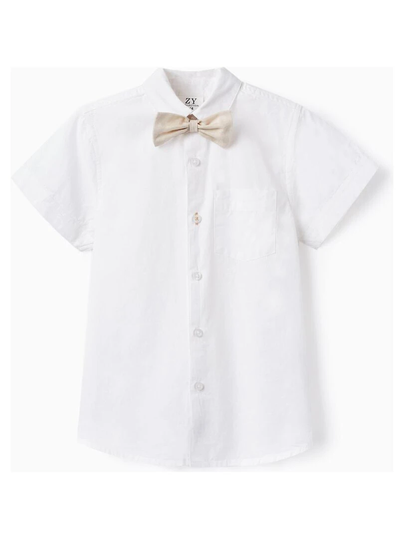 Chemise + Noeud Pour Garçon manches courtes Blanc