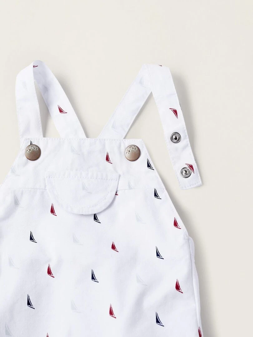 Salopette à Motif pour Nouveau Né 'Chaussures Bateau'   Blanc