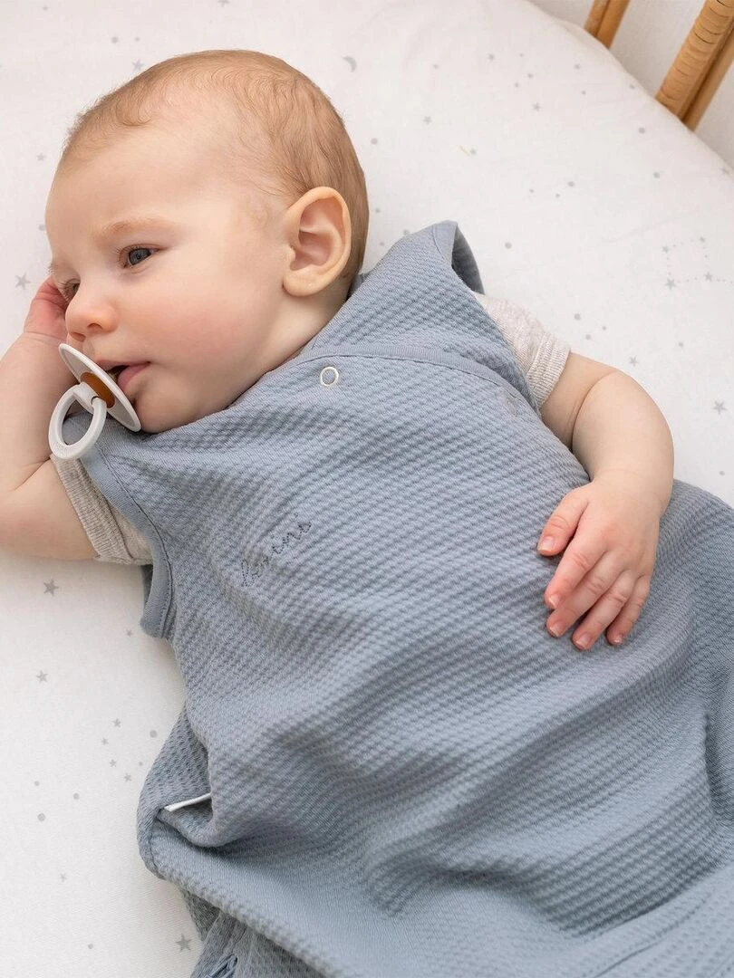 Bemini Gigoteuse  sans manches Waffle bio   Bleu gris