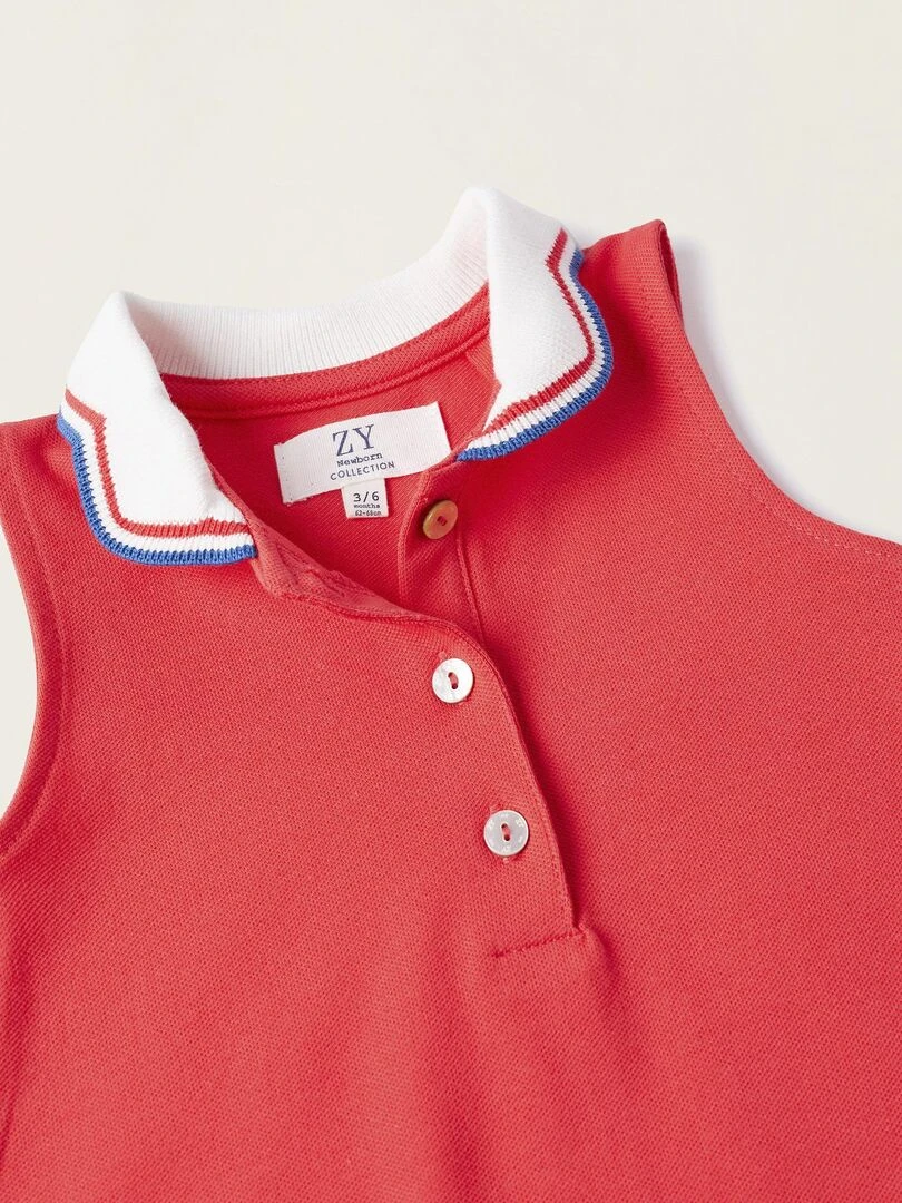 Robe + Bloomer en Piqué pour Nouveau Né   Rouge