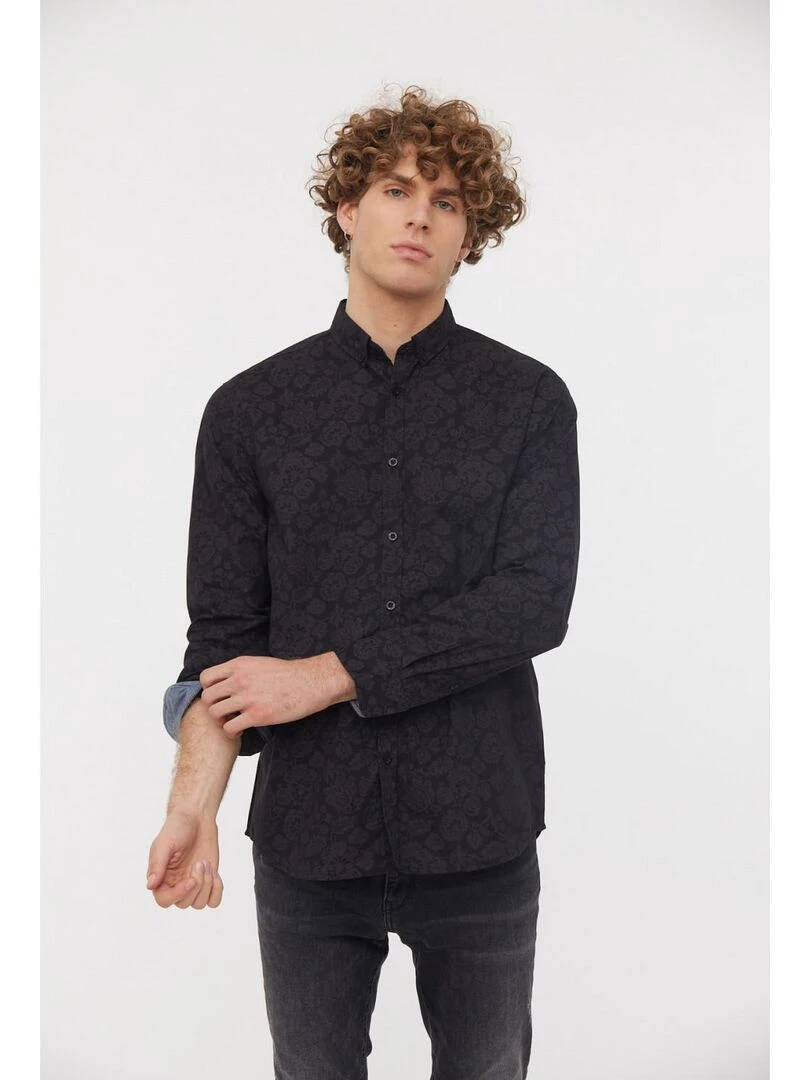 Lee Cooper Chemise manches longues coton comfort DROP Noir