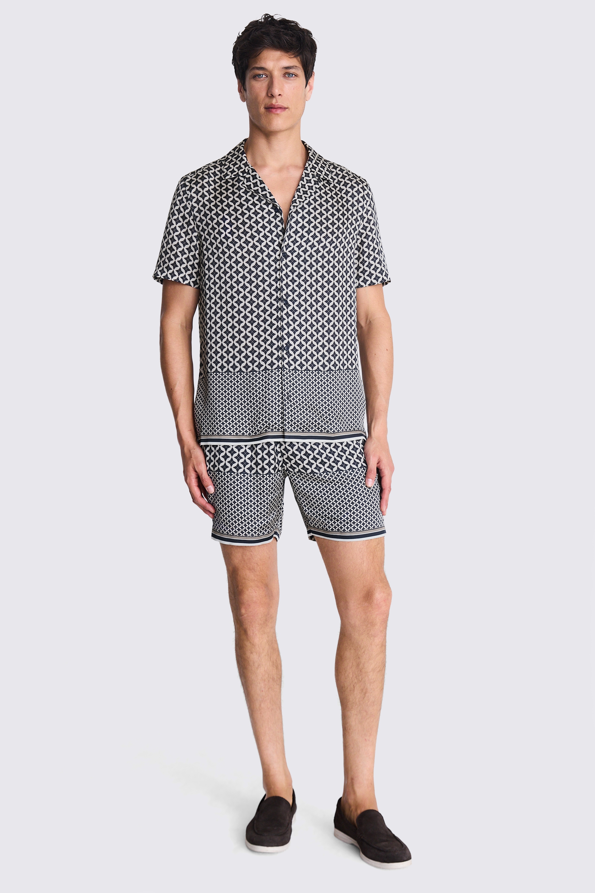 Navy Geo Print Shirt   Buy Online at Moss